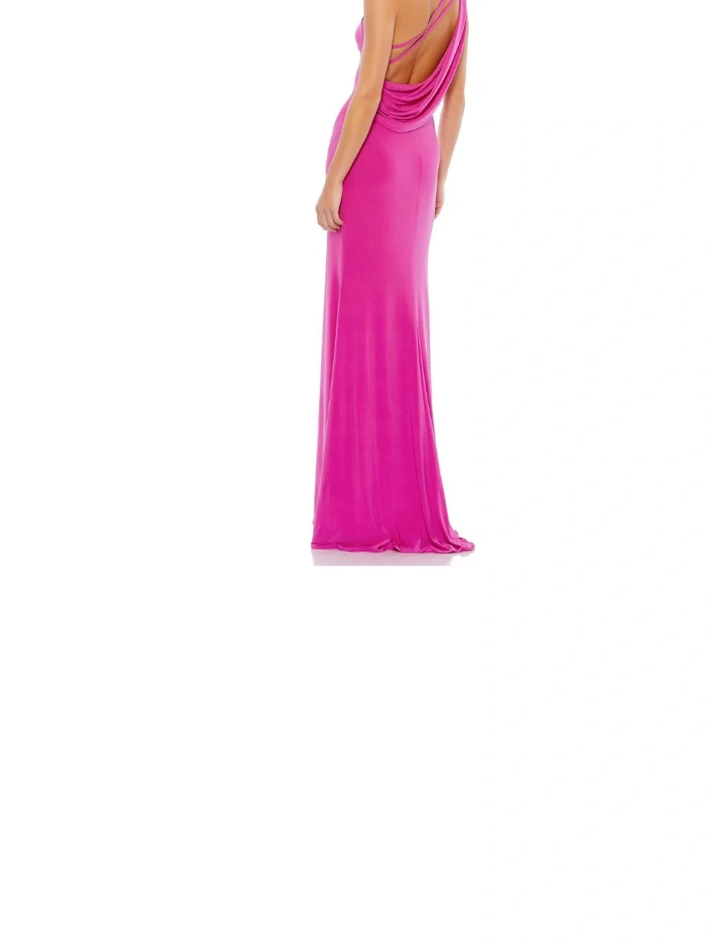 Mac Duggal Hot Pink Cowl-Back Maxi Skirt